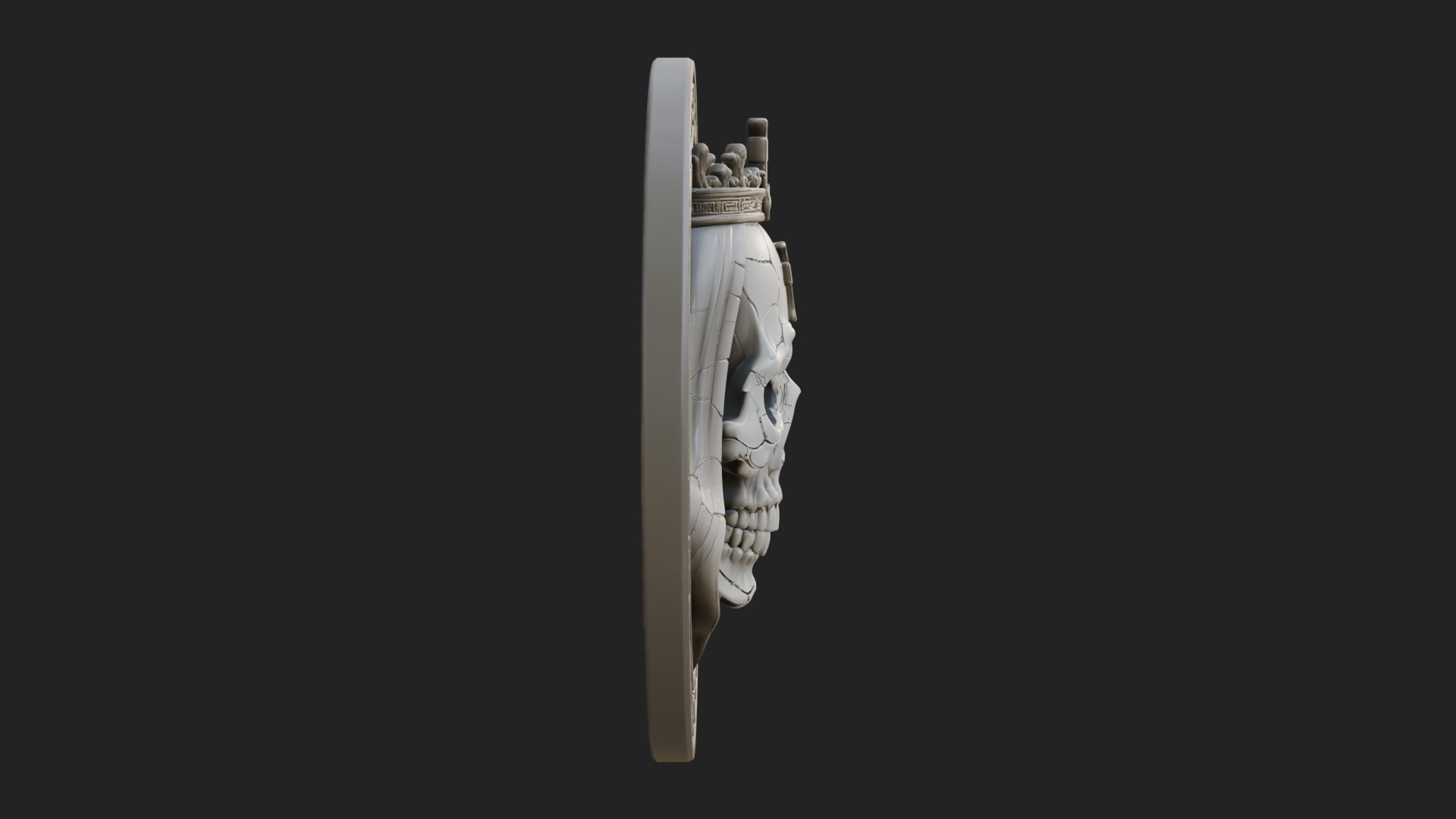 Crowned Skull Oval Relief Plaque Design 8 3D Print Model 3D Model