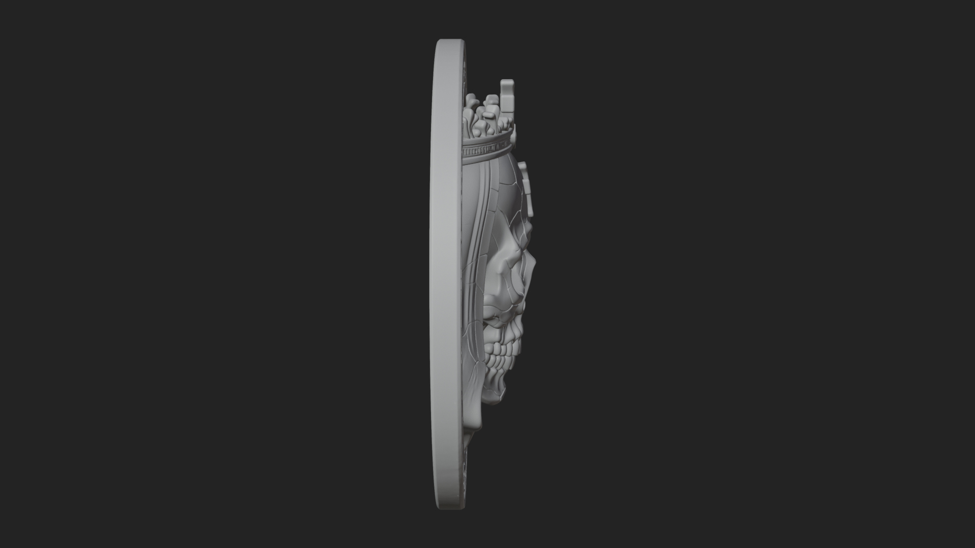 Crowned Skull Oval Relief Plaque Design 8 3D Print Model 3D Model