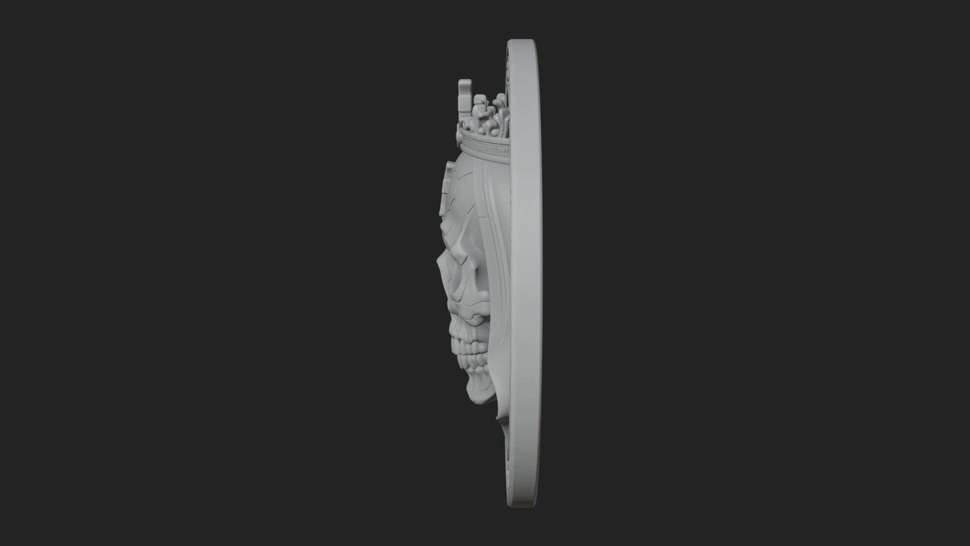 Crowned Skull Oval Relief Plaque Design 8 3D Print Model 3D Model