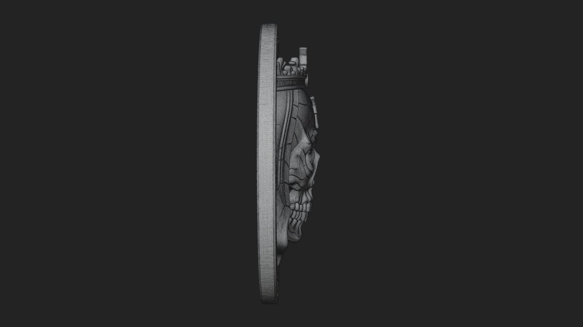 Crowned Skull Oval Relief Plaque Design 8 3D Print Model 3D Model