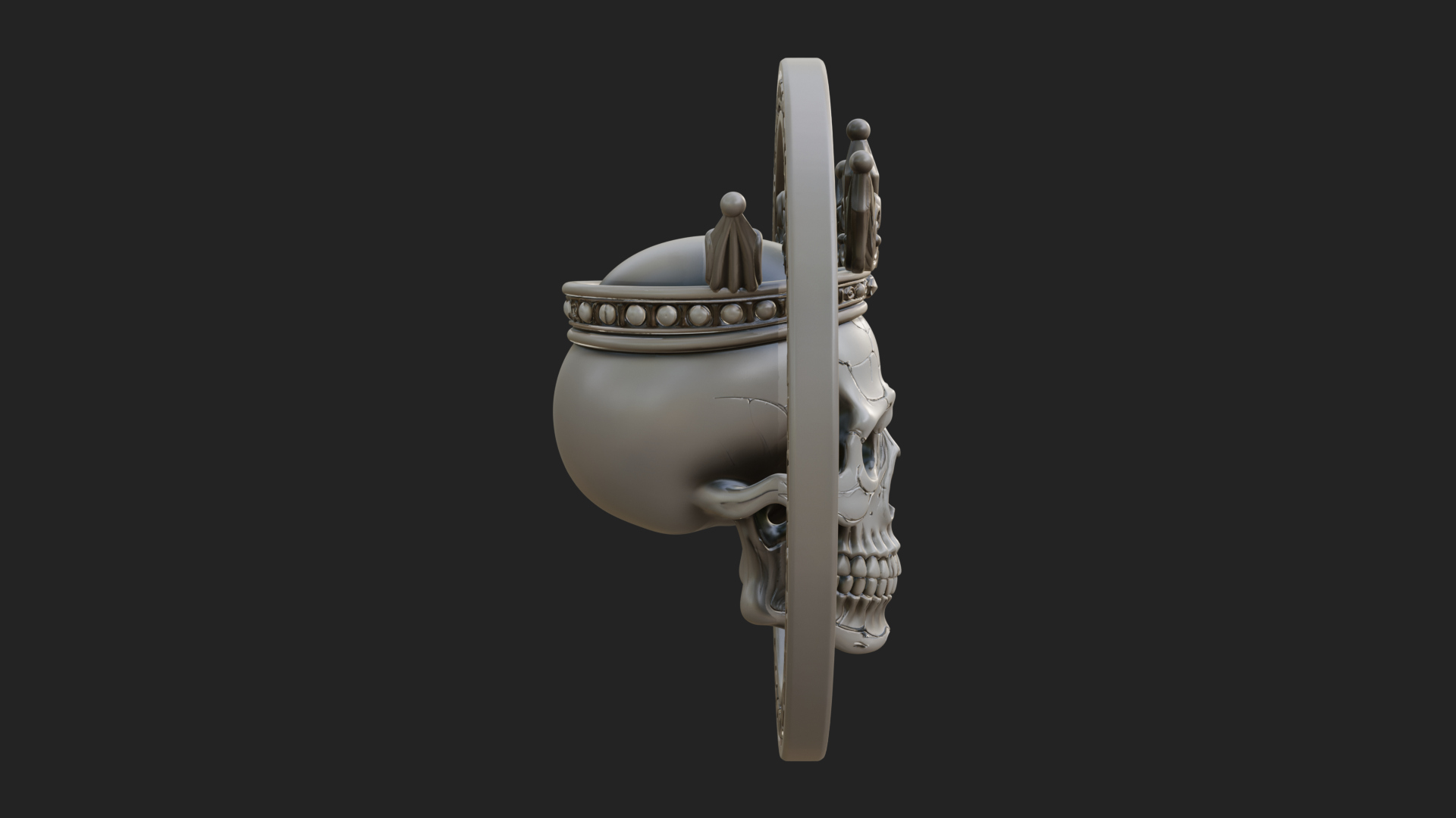 Crowned Skull Oval Relief Plaque Design 9 3D Print Model 3D Model