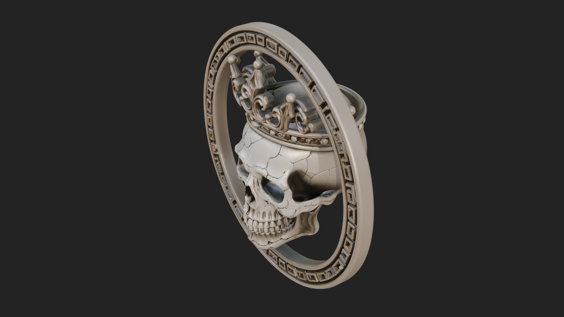 Crowned Skull Oval Relief Plaque Design 9 3D Print Model 3D Model