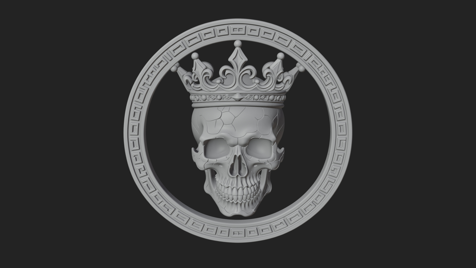 Crowned Skull Oval Relief Plaque Design 9 3D Print Model 3D Model