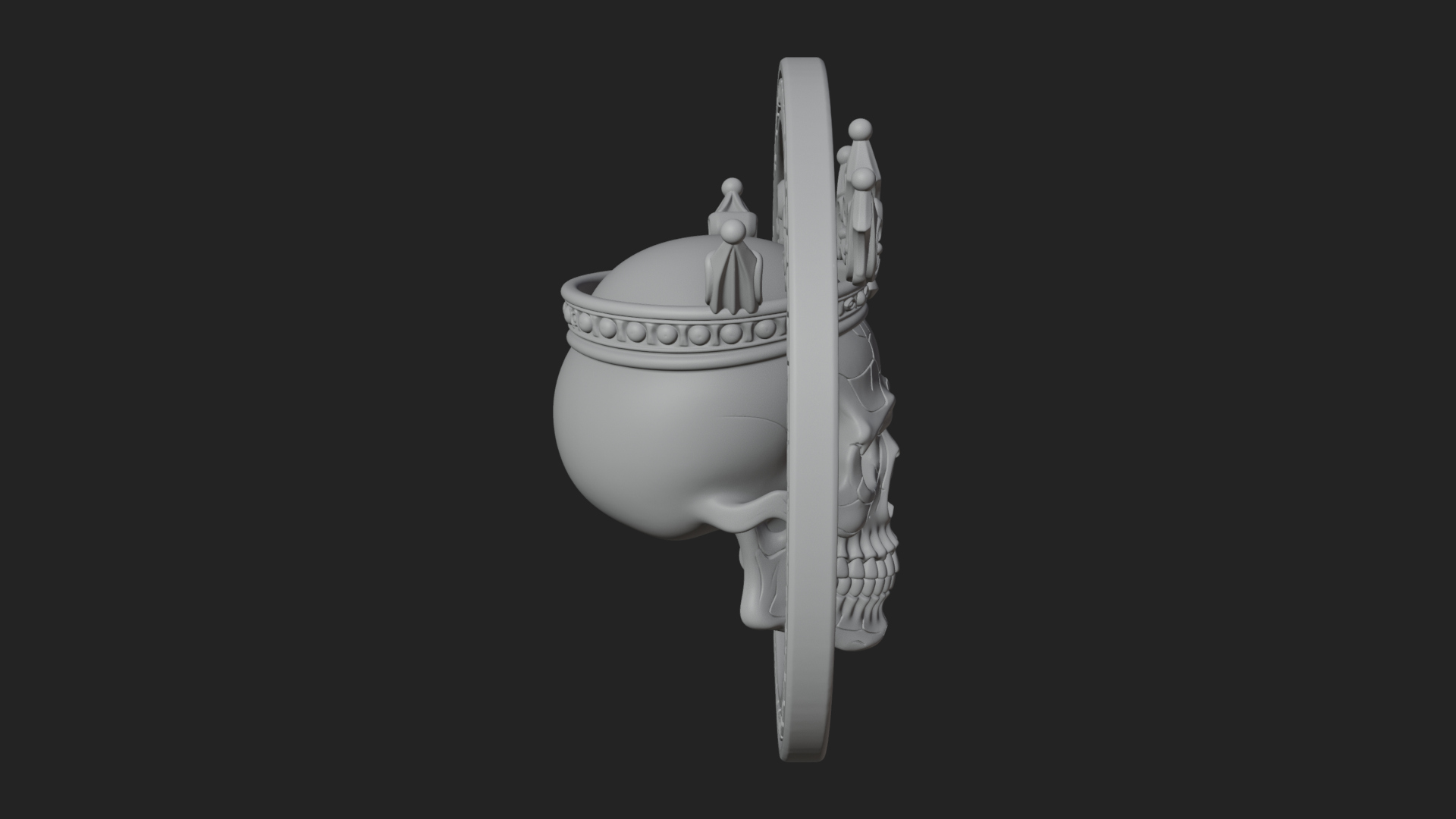 Crowned Skull Oval Relief Plaque Design 9 3D Print Model 3D Model
