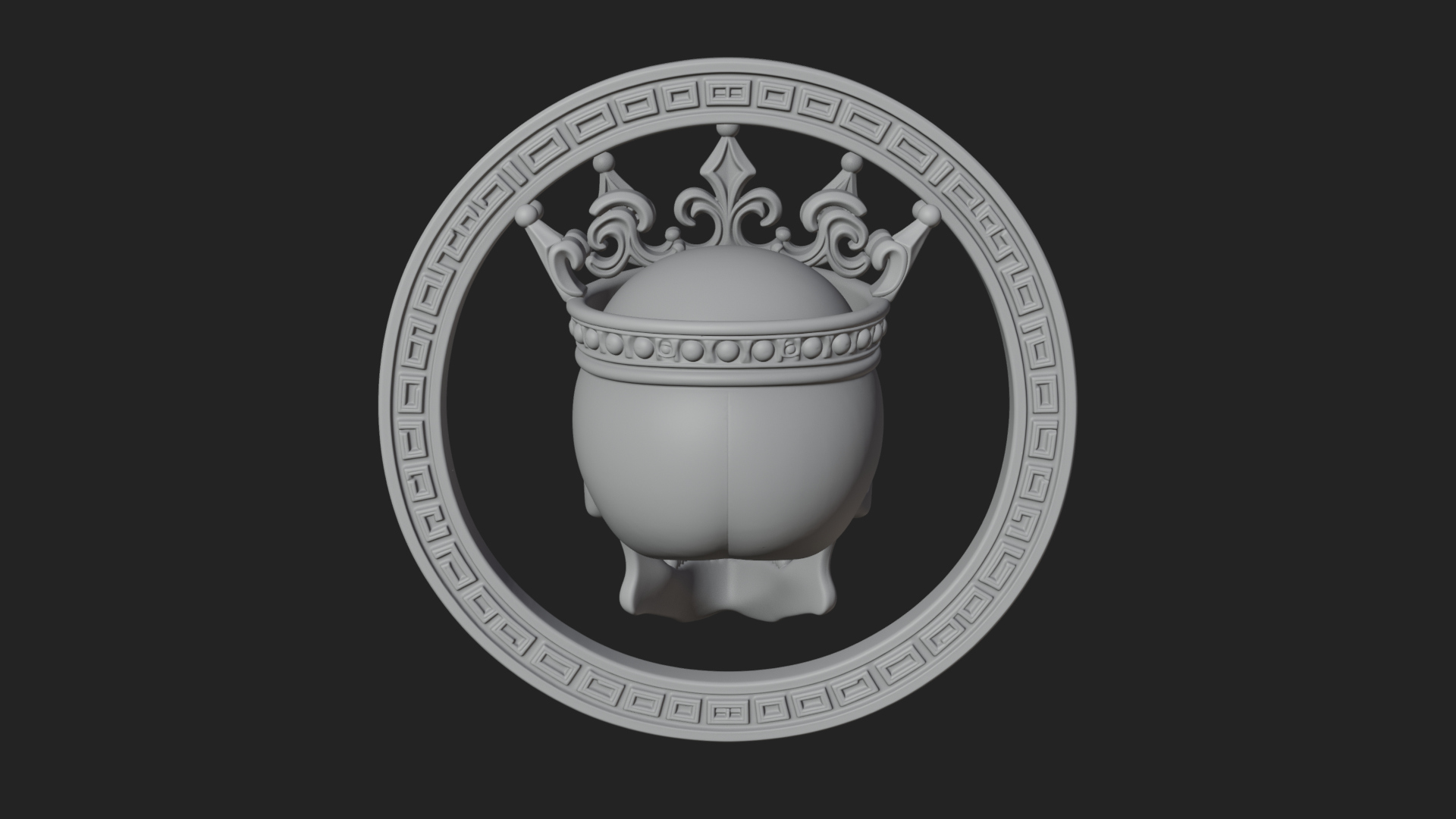 Crowned Skull Oval Relief Plaque Design 9 3D Print Model 3D Model