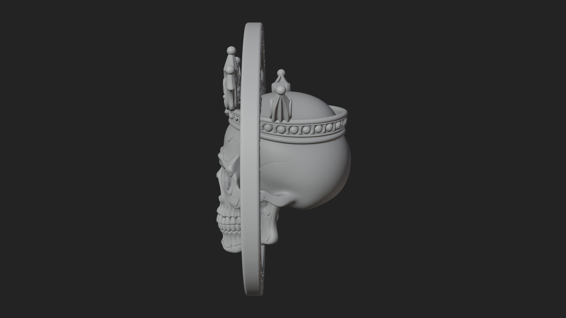 Crowned Skull Oval Relief Plaque Design 9 3D Print Model 3D Model