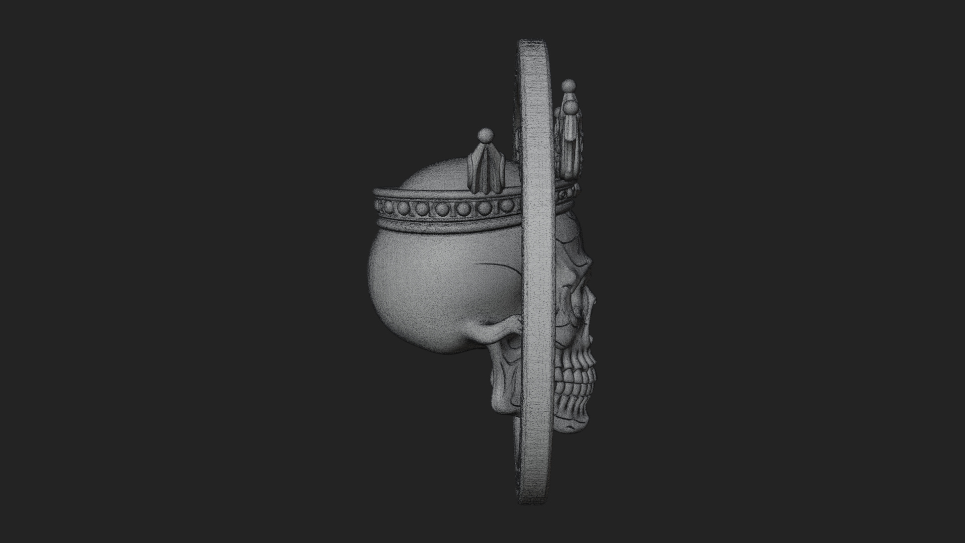 Crowned Skull Oval Relief Plaque Design 9 3D Print Model 3D Model