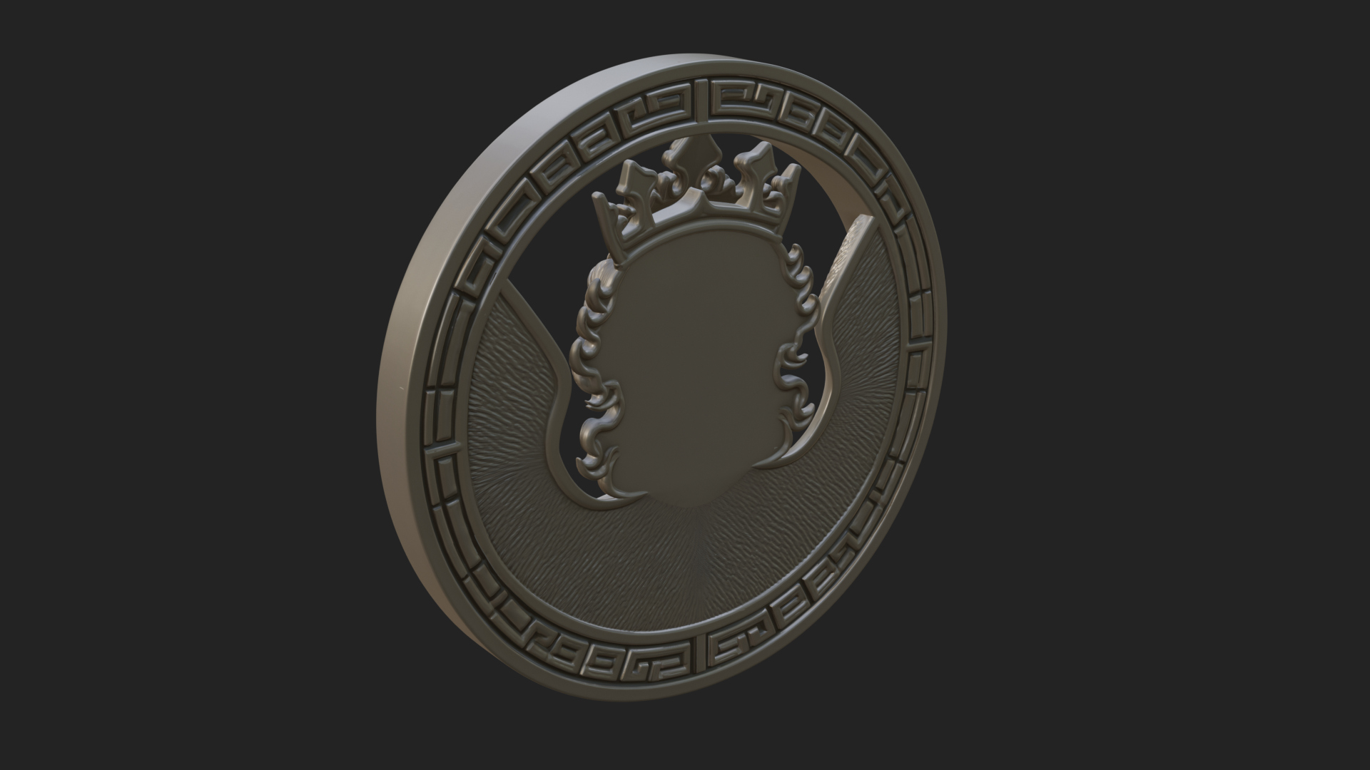 Crowned Winged Angel Oval Plaque Design 1 3D Print Model 3D Model