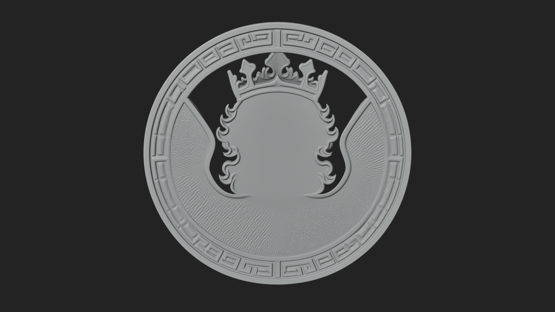 Crowned Winged Angel Oval Plaque Design 1 3D Print Model 3D Model