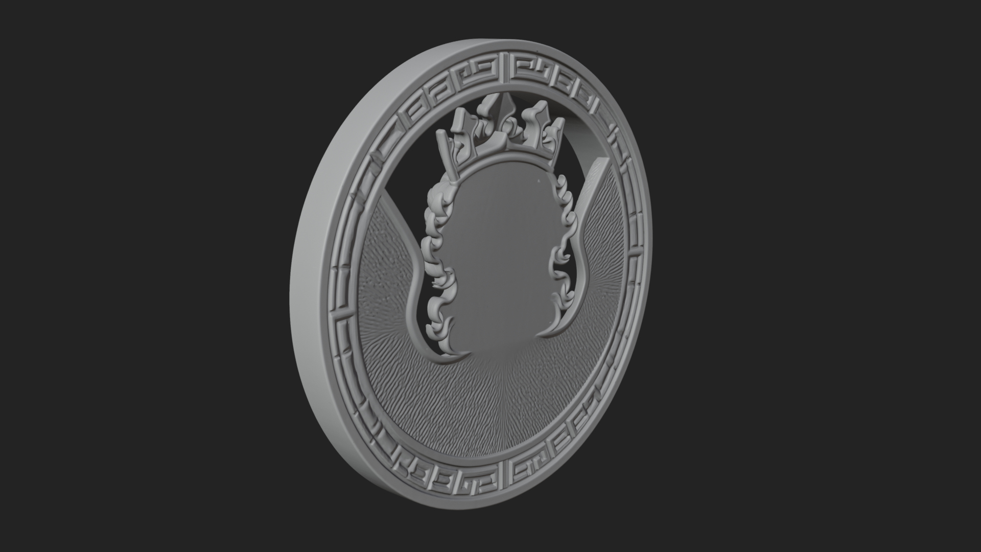 Crowned Winged Angel Oval Plaque Design 1 3D Print Model 3D Model