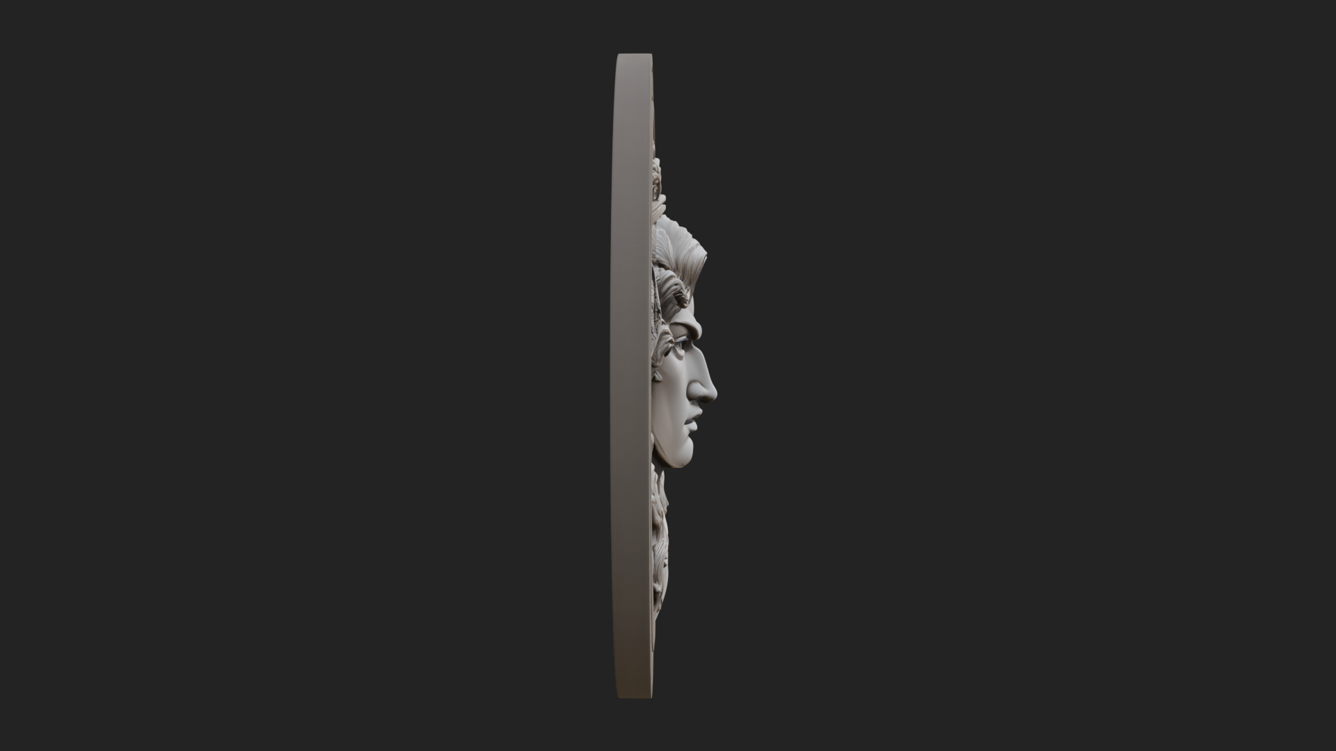 Crowned Winged Angel Oval Plaque Design 2 3D Print Model 3D Model