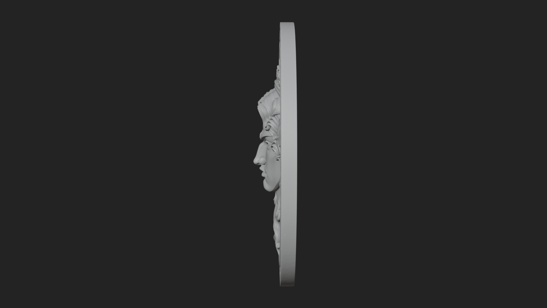 Crowned Winged Angel Oval Plaque Design 2 3D Print Model 3D Model