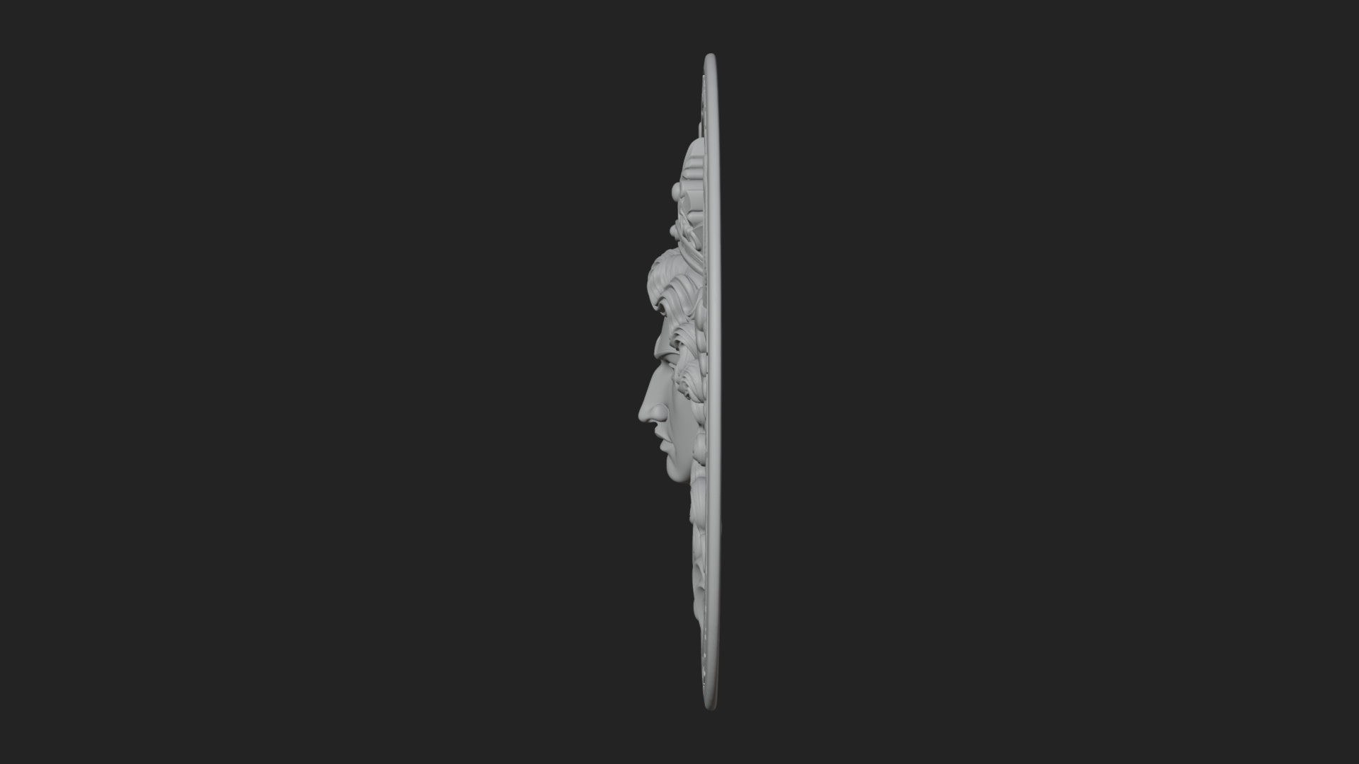 Crowned Winged Angel Oval Plaque Design 5 3D Print Model 3D Model