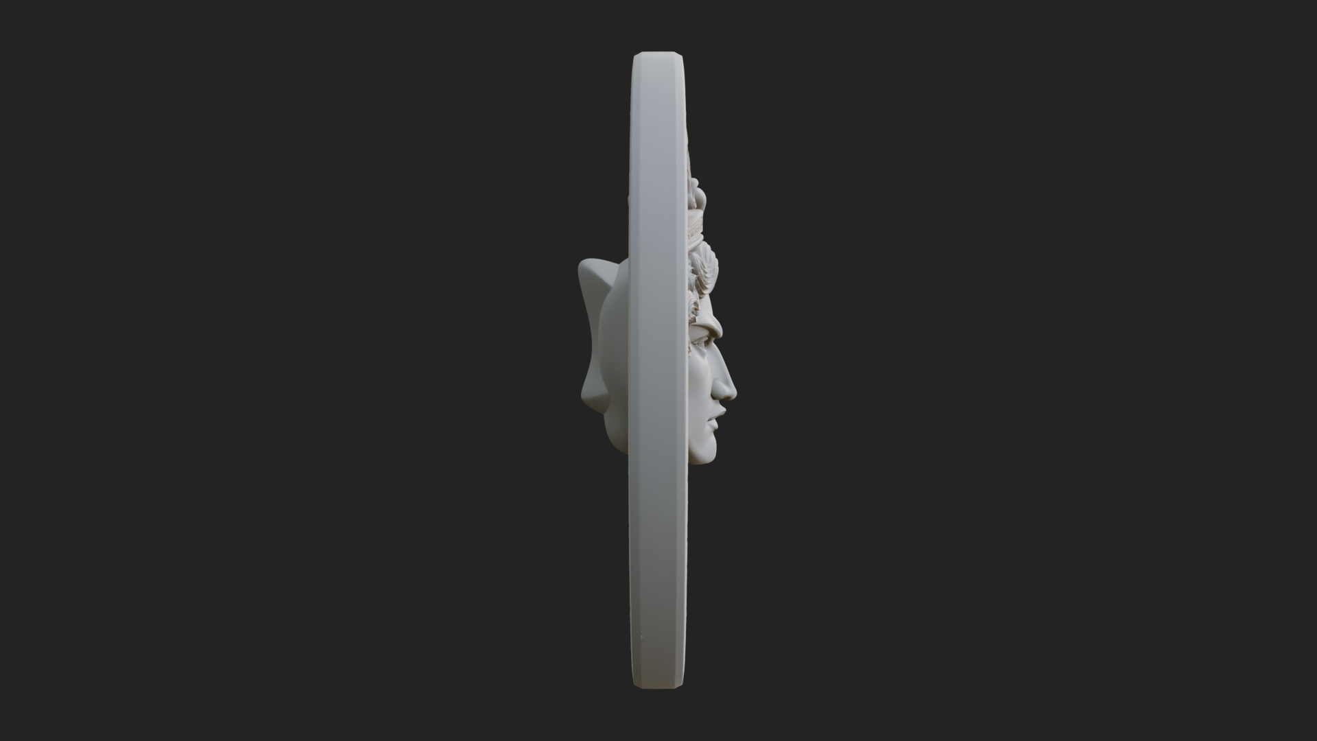Crowned Winged Angel Oval Plaque Design 6 3D Print Model 3D Model
