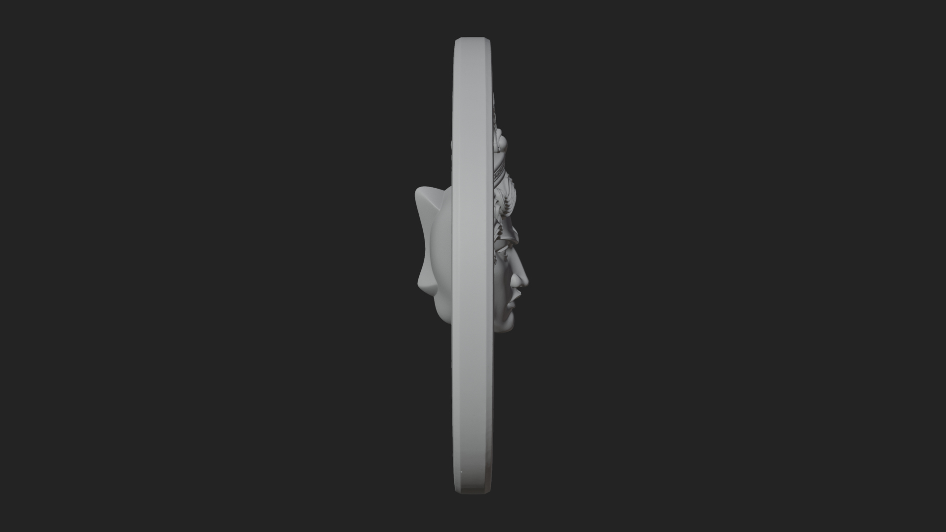 Crowned Winged Angel Oval Plaque Design 6 3D Print Model 3D Model