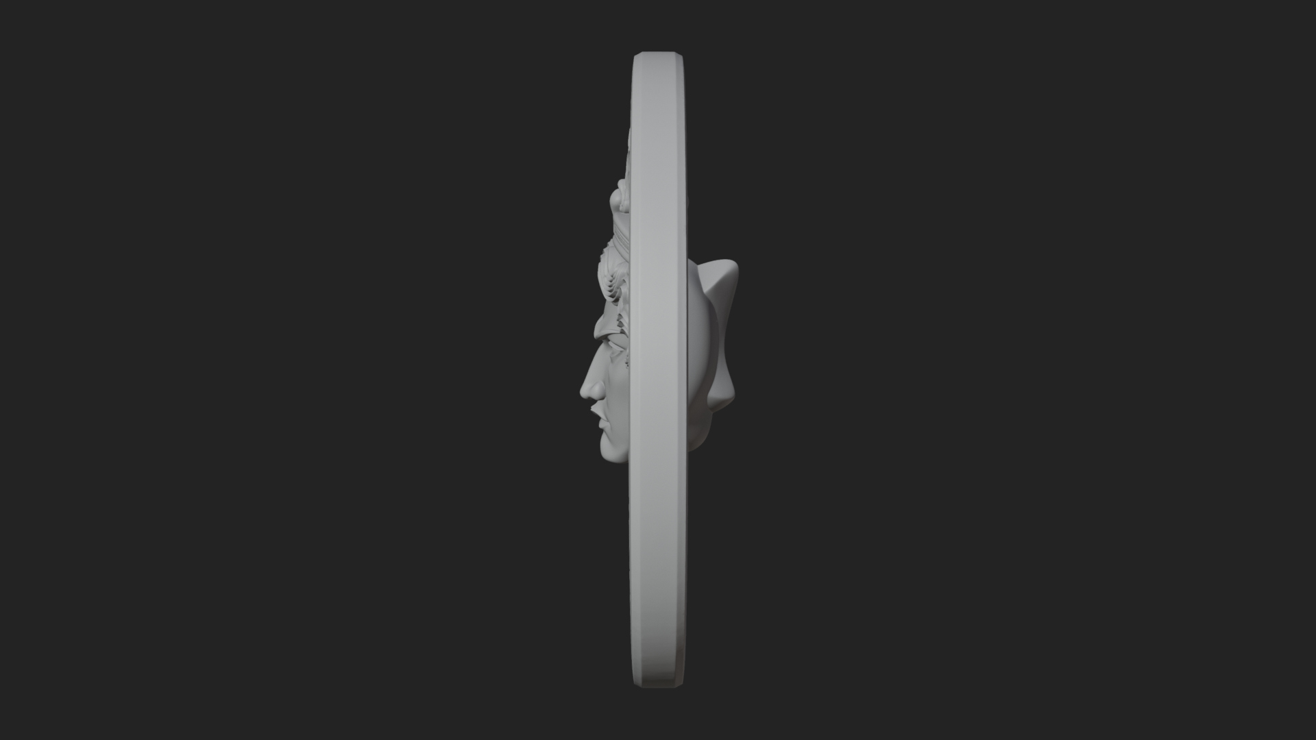 Crowned Winged Angel Oval Plaque Design 6 3D Print Model 3D Model