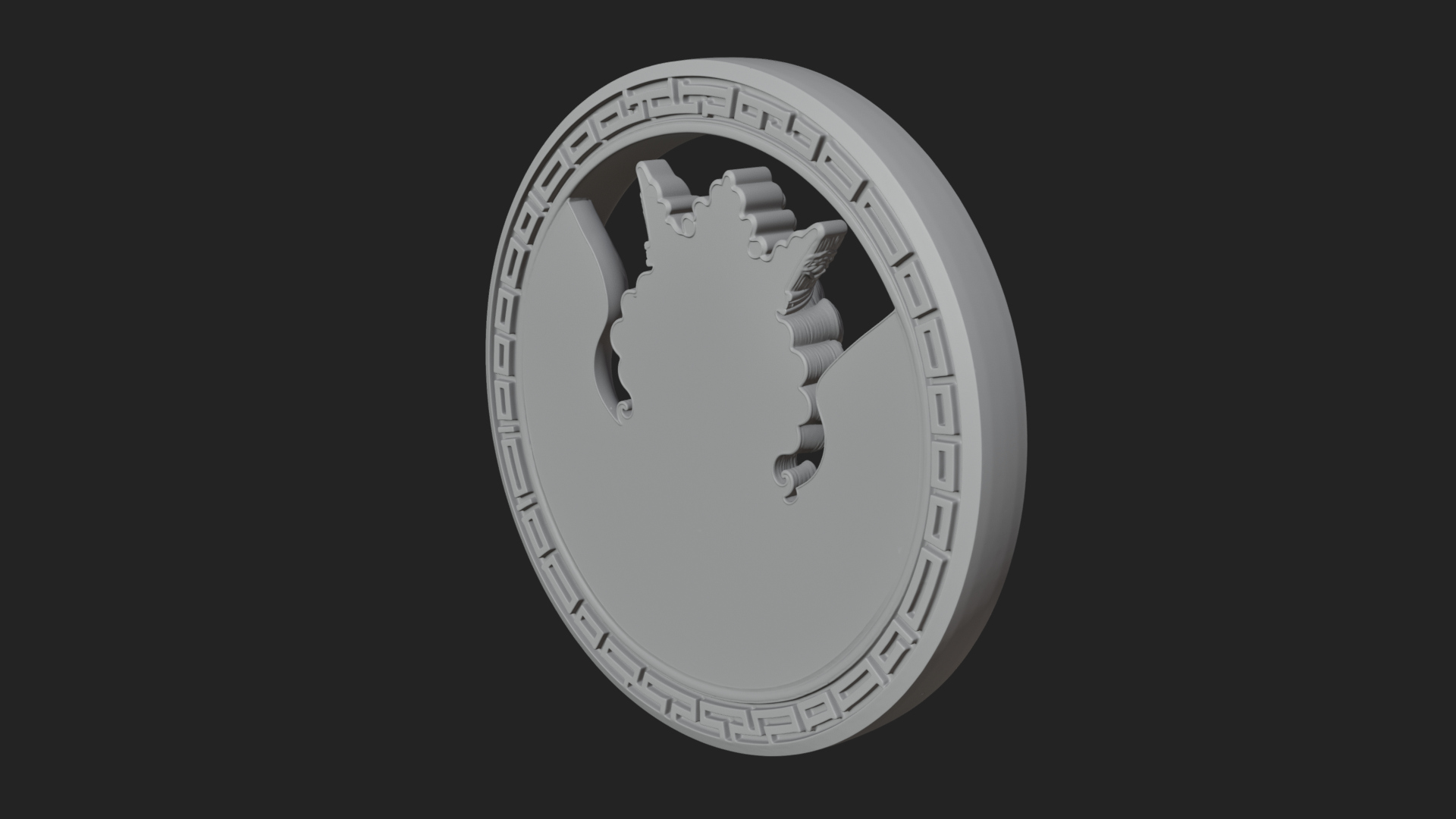 Crowned Winged Angel Oval Plaque Design 7 3D Print Model 3D Model