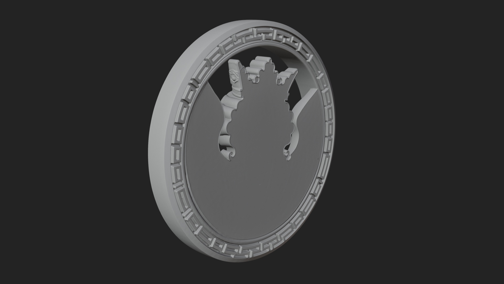 Crowned Winged Angel Oval Plaque Design 7 3D Print Model 3D Model