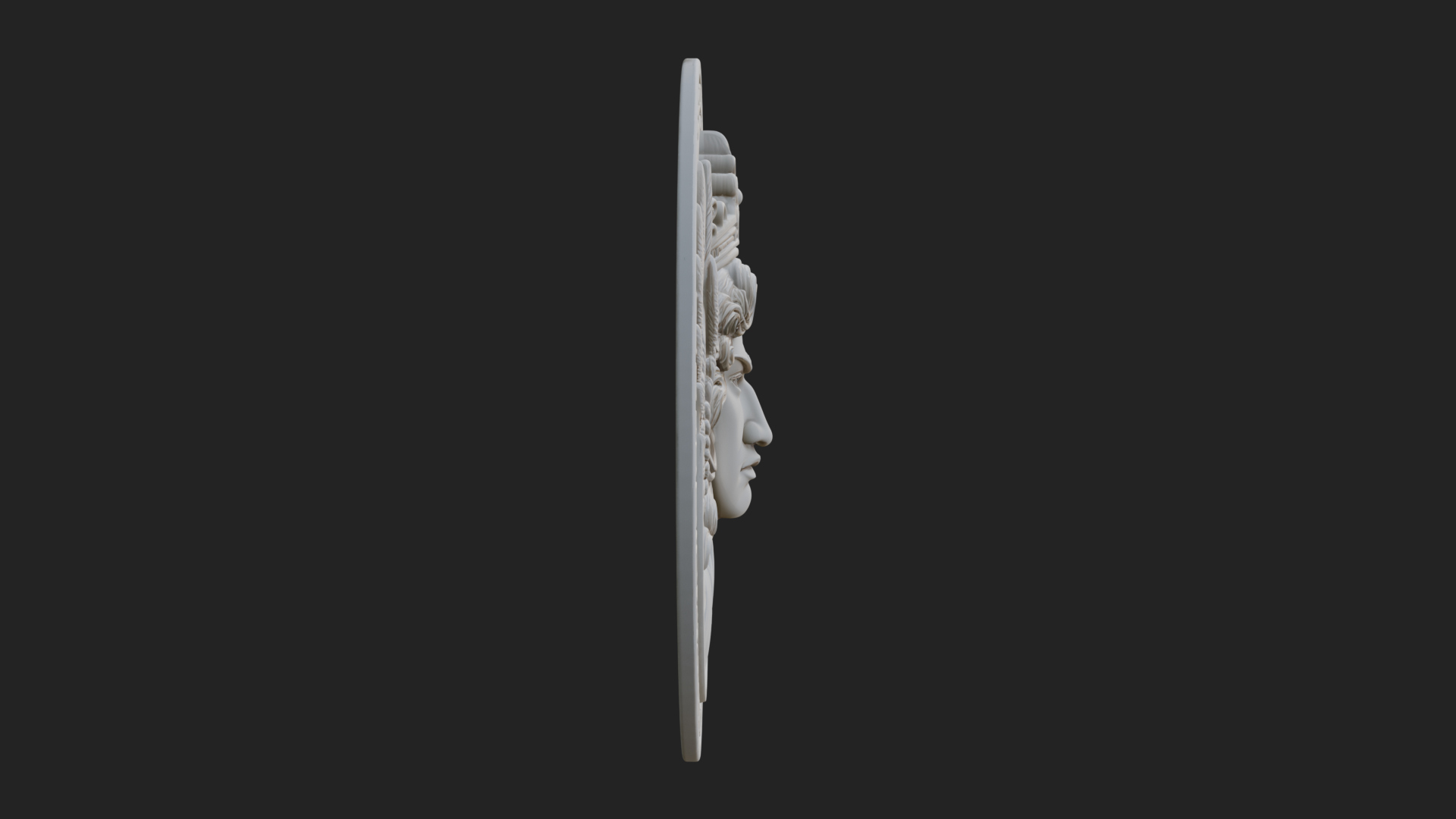 Crowned Winged Angel Oval Plaque Design 8 3D Print Model 3D Model