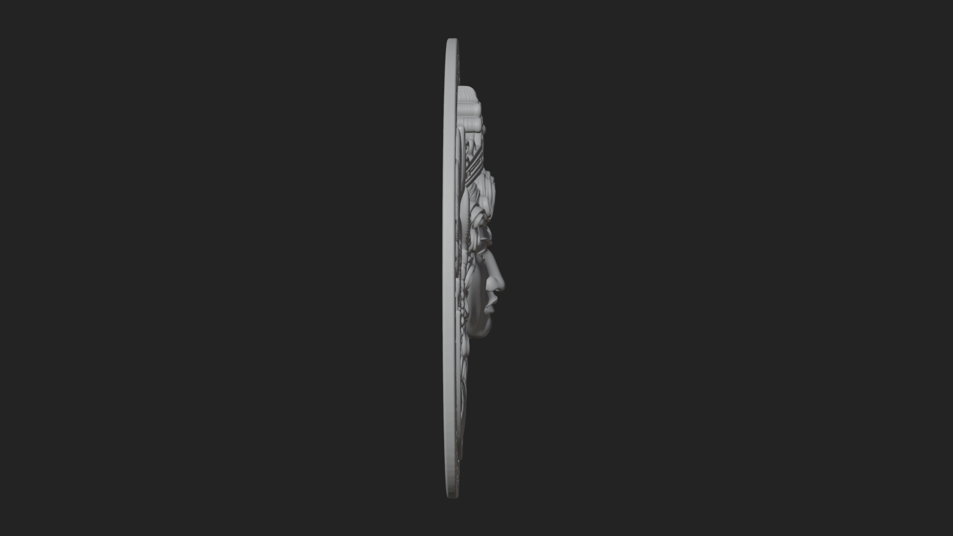 Crowned Winged Angel Oval Plaque Design 8 3D Print Model 3D Model