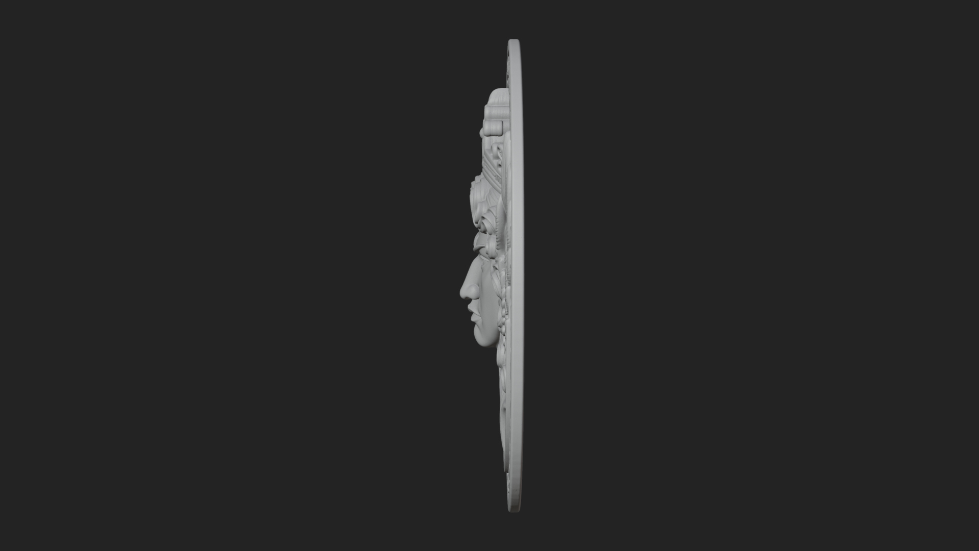 Crowned Winged Angel Oval Plaque Design 8 3D Print Model 3D Model