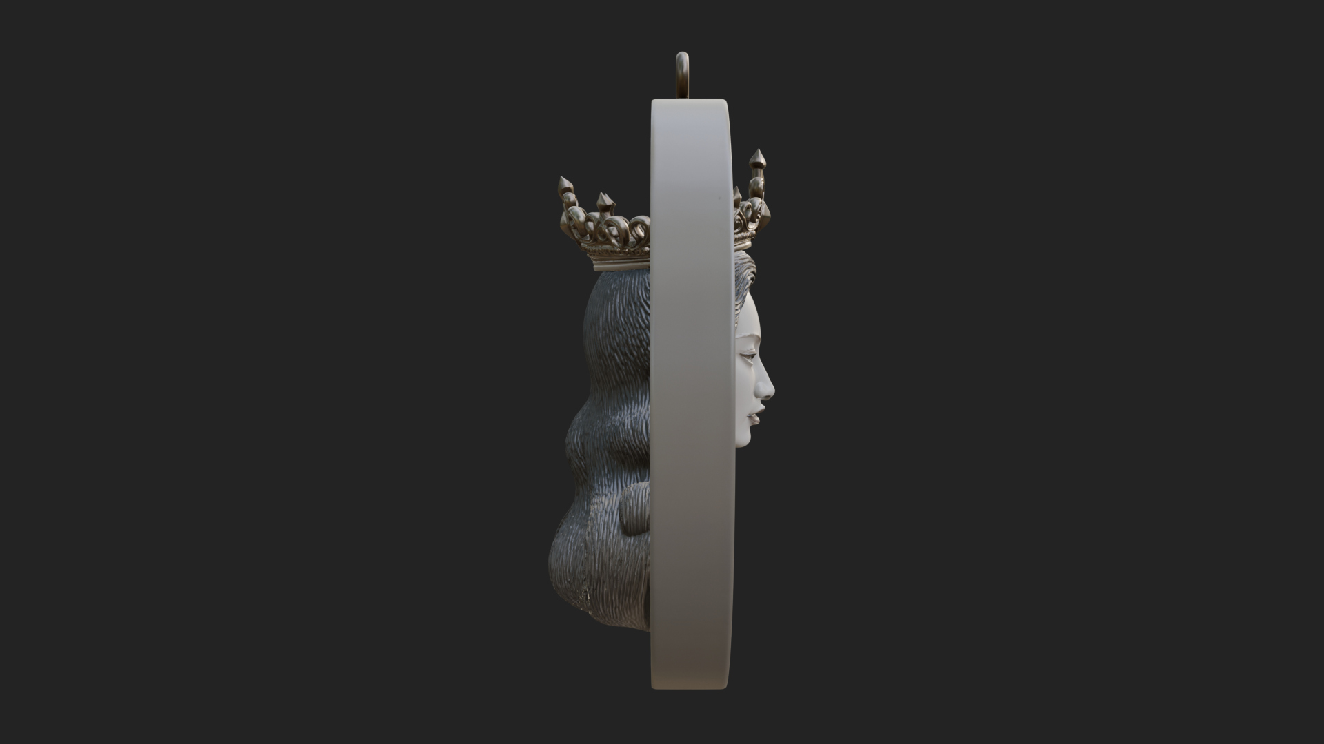 Crowned Woman Oval Relief Plaque Design 2 3D Print Model 3D Model