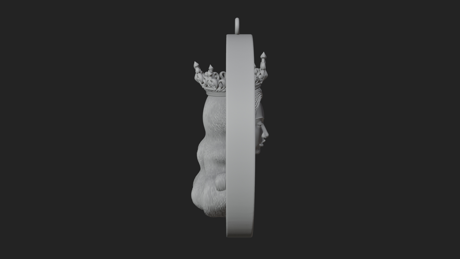 Crowned Woman Oval Relief Plaque Design 2 3D Print Model 3D Model