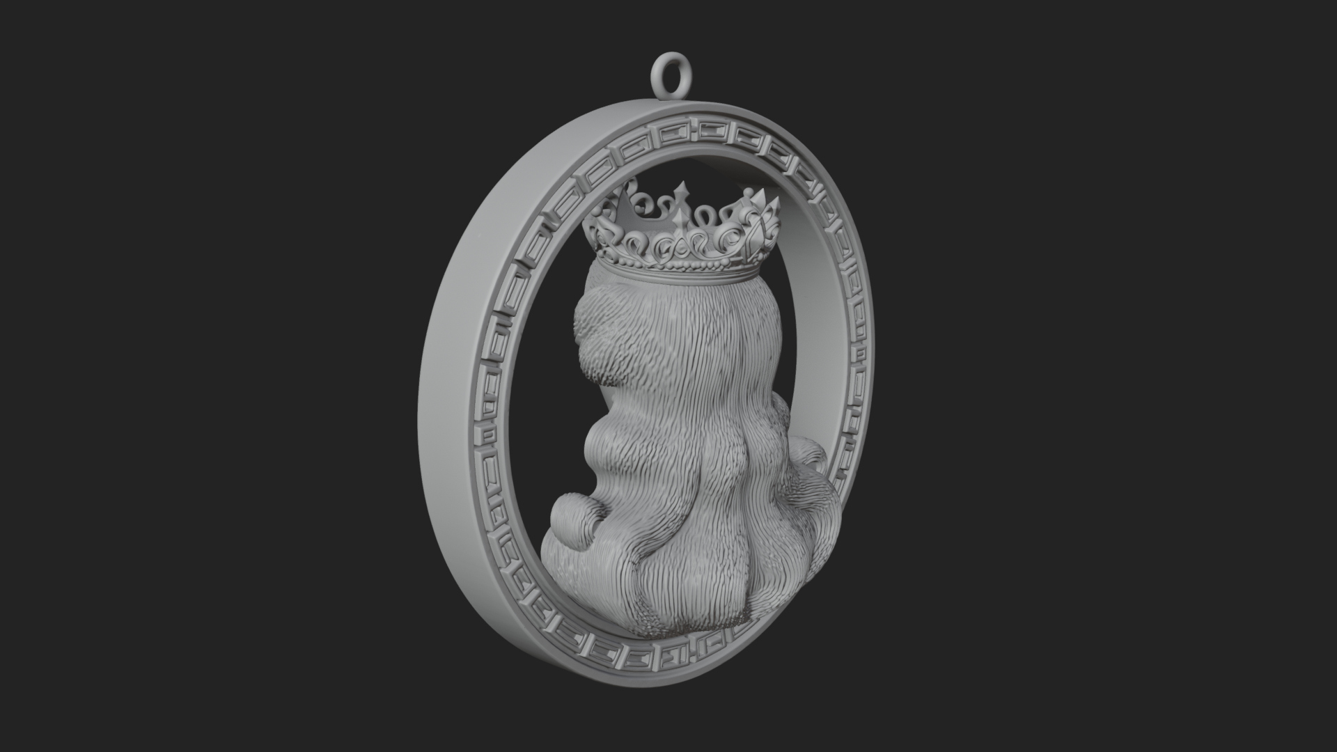 Crowned Woman Oval Relief Plaque Design 2 3D Print Model 3D Model