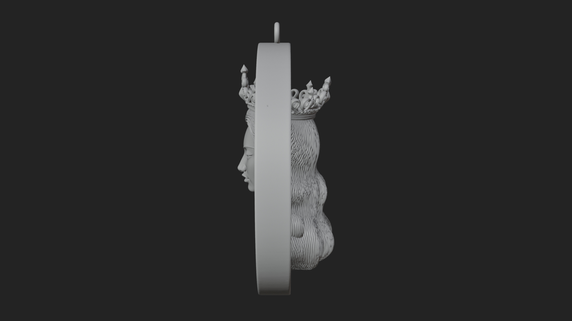 Crowned Woman Oval Relief Plaque Design 2 3D Print Model 3D Model