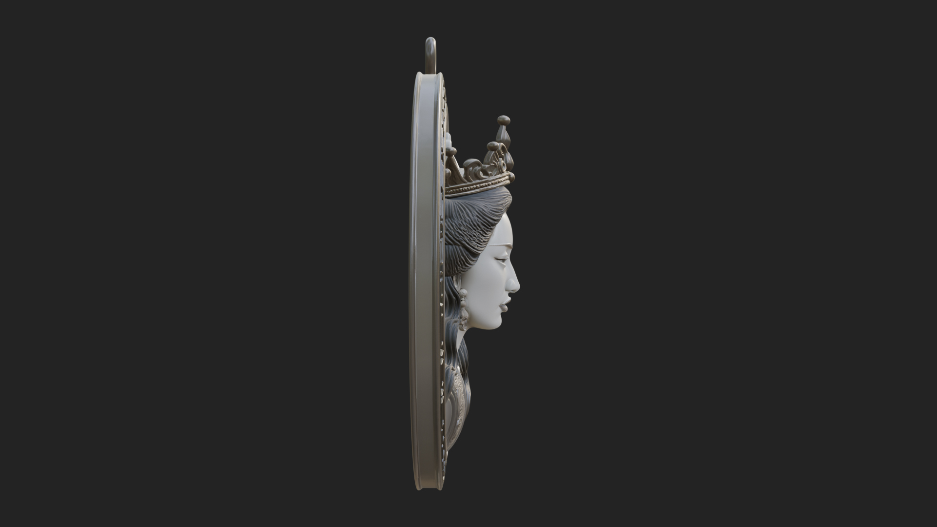 Crowned Woman Oval Relief Plaque Design 3 3D Print Model 3D Model
