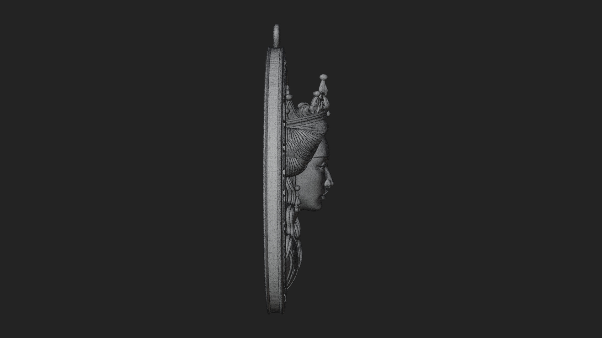 Crowned Woman Oval Relief Plaque Design 3 3D Print Model 3D Model