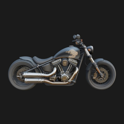 Cruiser Motorcycle Model Design 10 3D Print Model