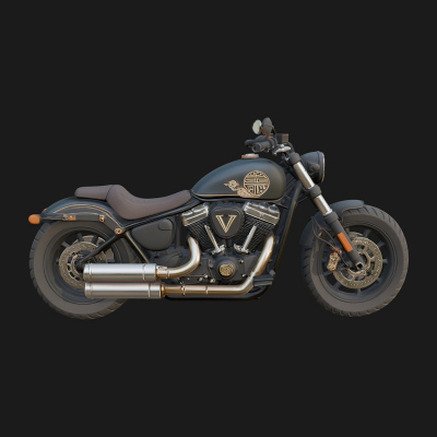 Cruiser Motorcycle Model Design 14 3D Print Model