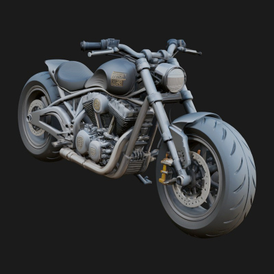 Cruiser Motorcycle Model Design 4 3D Print Model