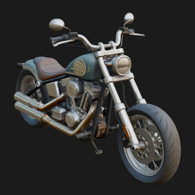 Cruiser Motorcycle Model Design 5 3D Print Model