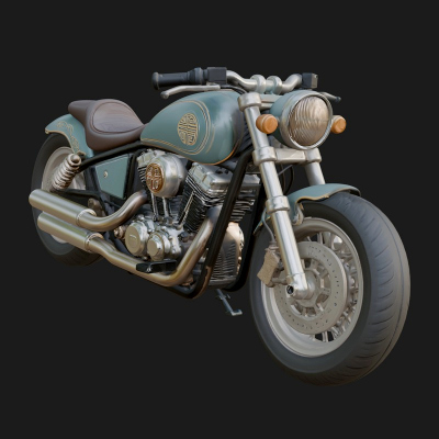 Cruiser Motorcycle Model Design 6 3D Print Model