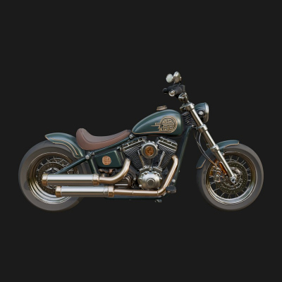 Cruiser Motorcycle Model Design 7 3D Print Model