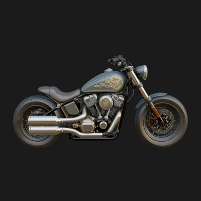 Cruiser Motorcycle Model Design 9 3D Print Model