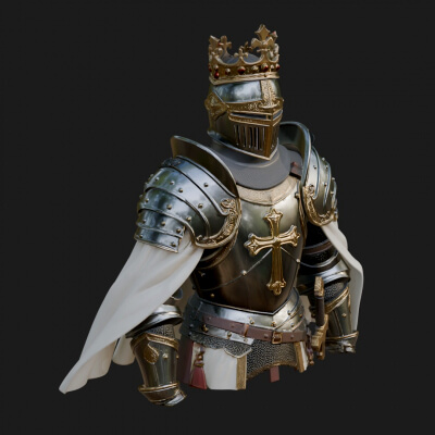 Crusader Knight Bust Statue Design 1 3D Print Model