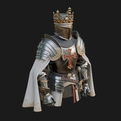 Crusader Knight Bust Statue Design 2 3D Print Model