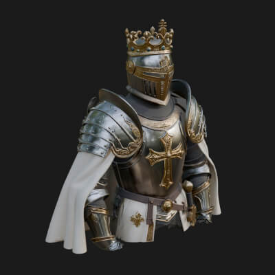Crusader Knight Bust Statue Design 7 3D Print Model