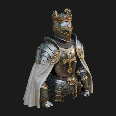 Crusader Knight Bust Statue Design 9 3D Print Model