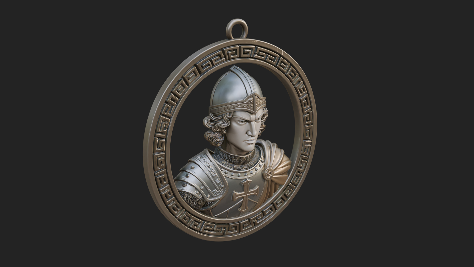 Crusader Knight Oval Plaque Design 1 3D Print Model 3D Model