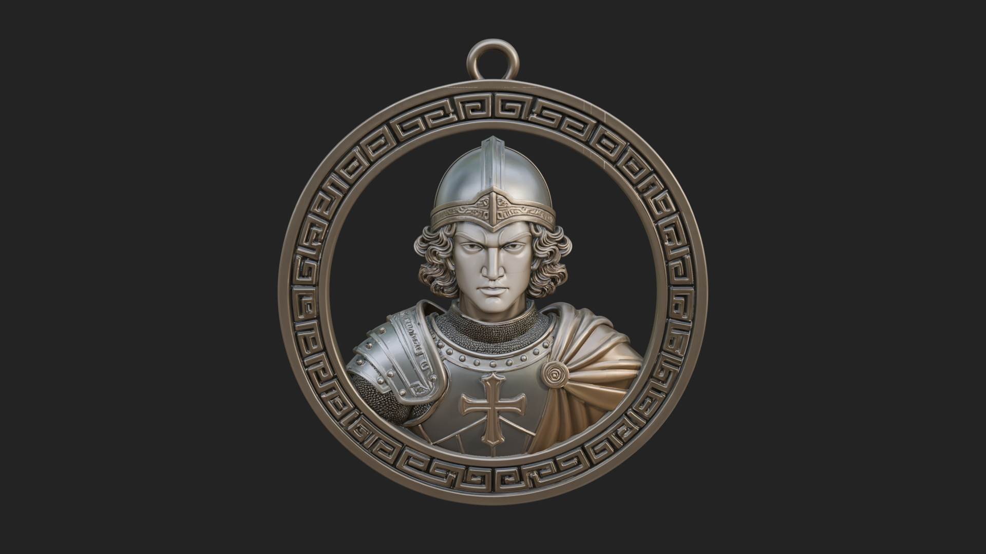 Crusader Knight Oval Plaque Design 1 3D Print Model 3D Model
