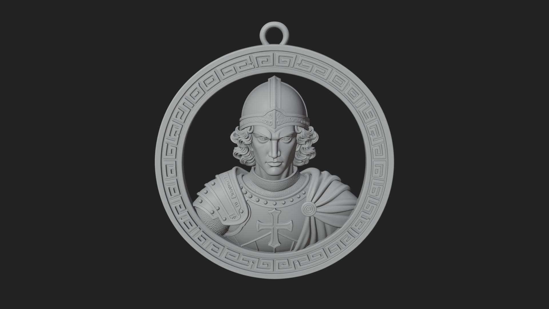 Crusader Knight Oval Plaque Design 1 3D Print Model 3D Model