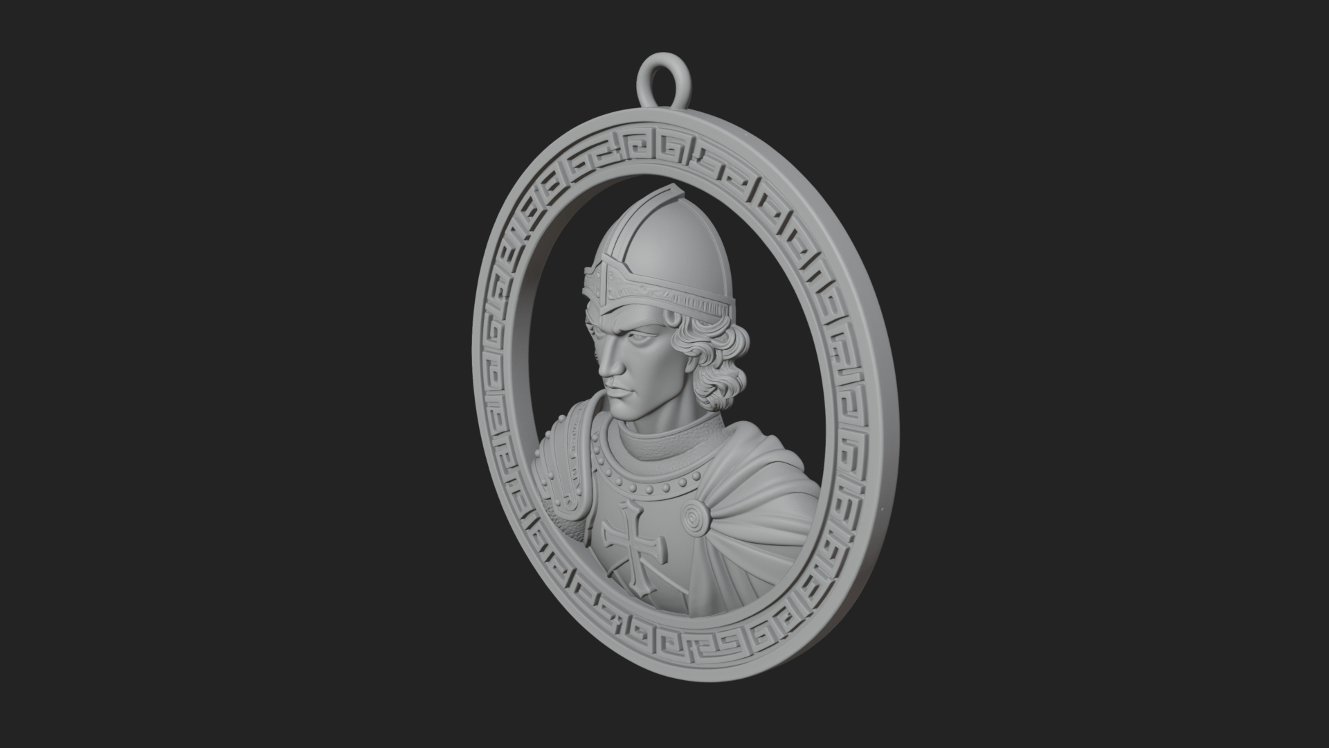 Crusader Knight Oval Plaque Design 1 3D Print Model 3D Model