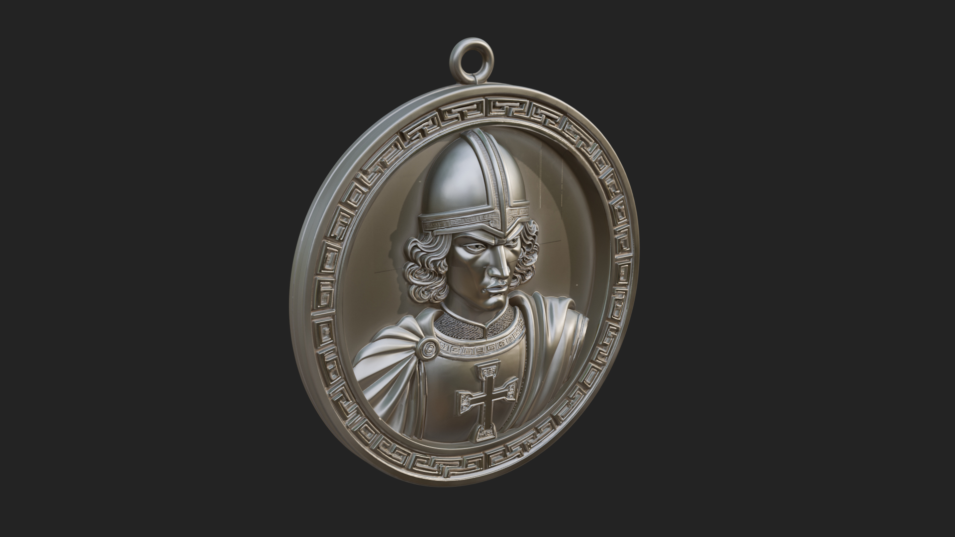Crusader Knight Oval Plaque Design 2 3D Print Model 3D Model