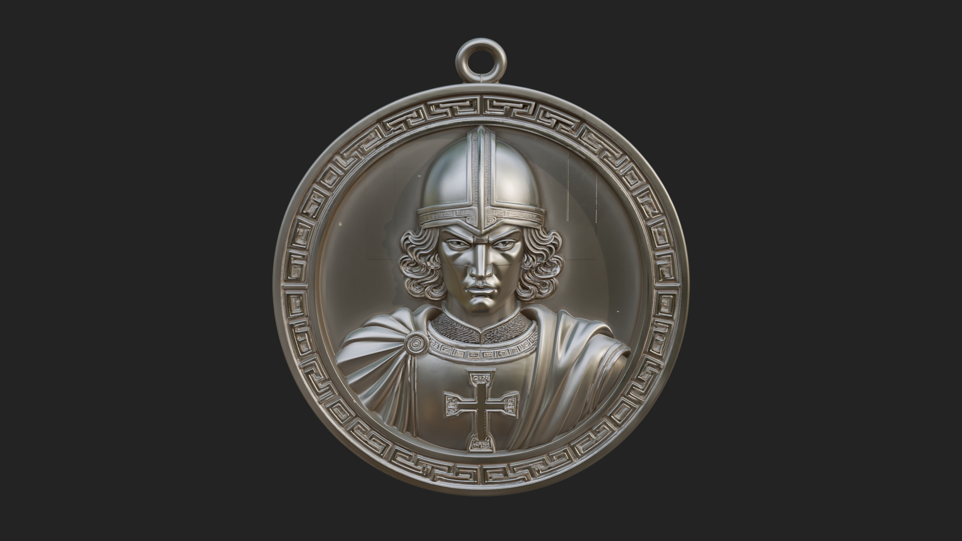 Crusader Knight Oval Plaque Design 2 3D Print Model 3D Model