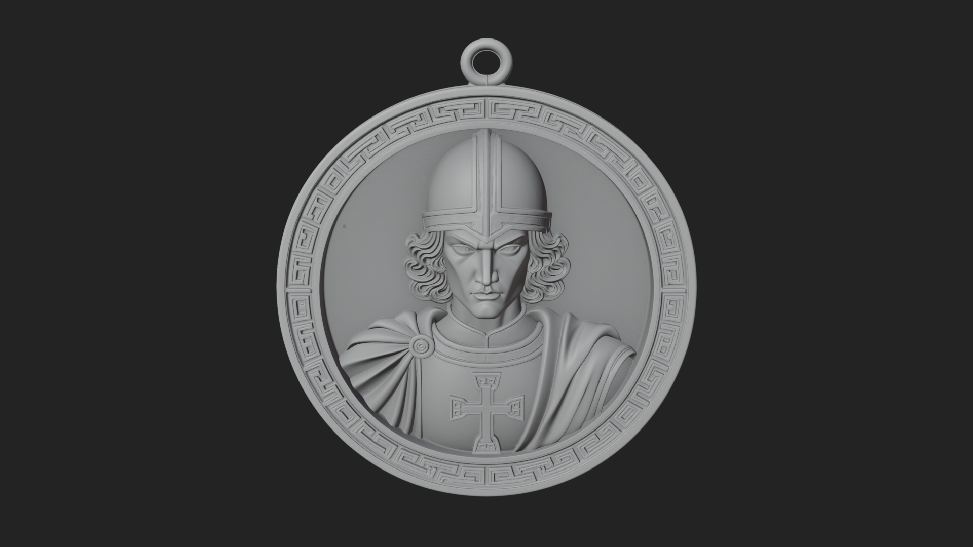 Crusader Knight Oval Plaque Design 2 3D Print Model 3D Model