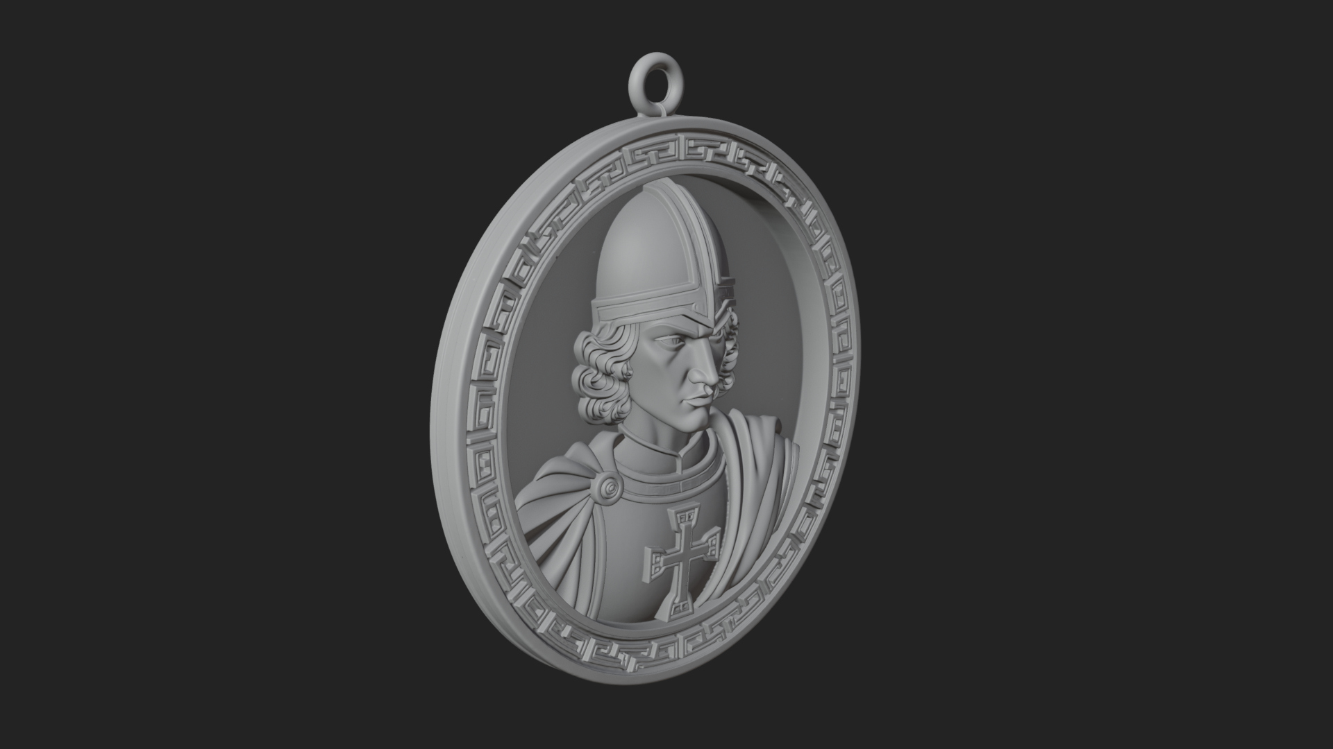 Crusader Knight Oval Plaque Design 2 3D Print Model 3D Model